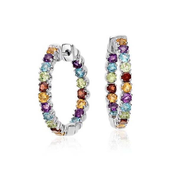Blue Nile Multi-Gem Earrings - Picture 1 of 6